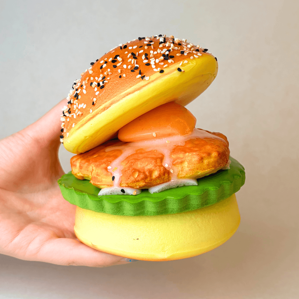 Peel-Apart Burger Squishy – Slow Rising & Soft