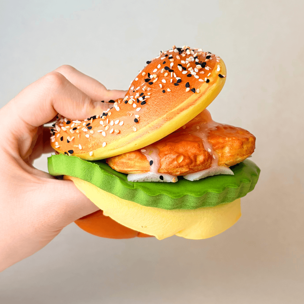 Peel-Apart Burger Squishy – Slow Rising & Soft