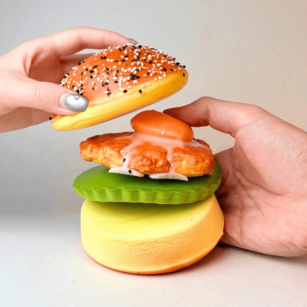 Peel-Apart Burger Squishy – Slow Rising & Soft