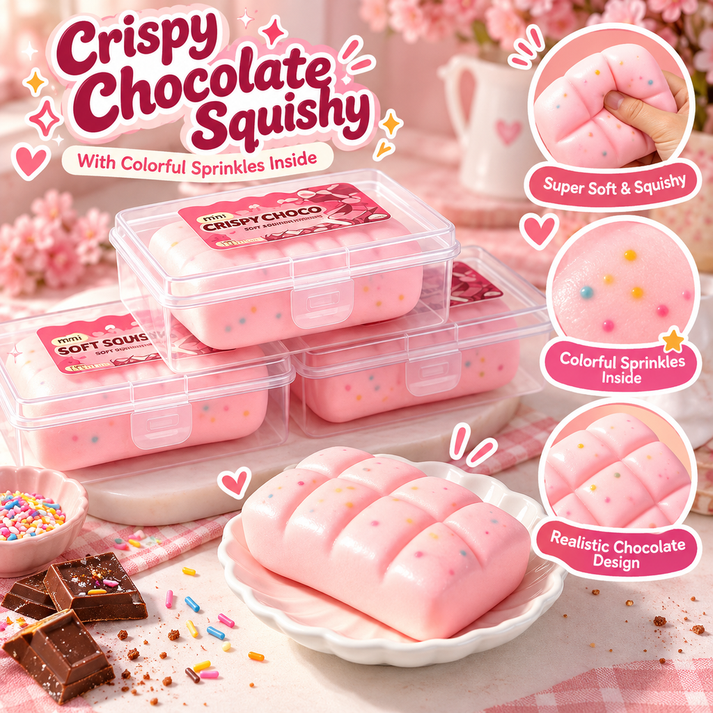 Crispy Choco Squishy Toy – Sprinkle Filled Chocolate Bar