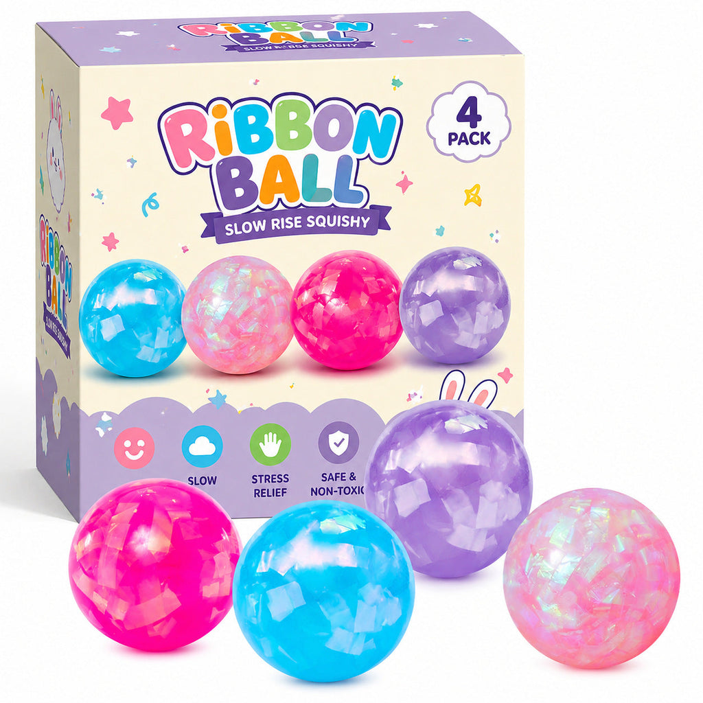 Slow Rise Ribbon Ball Squishy 4pcs Set