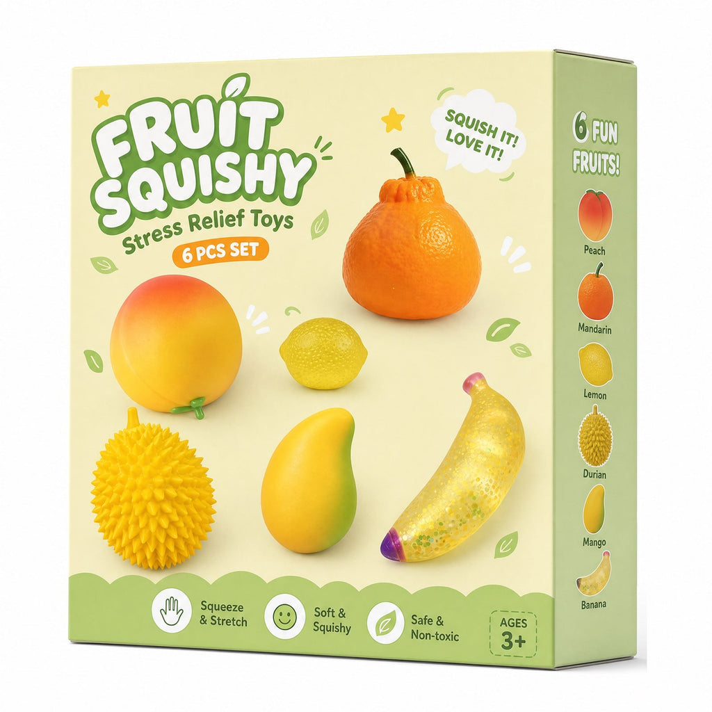 Yellow Fruit-Themed Squishy Toy Set