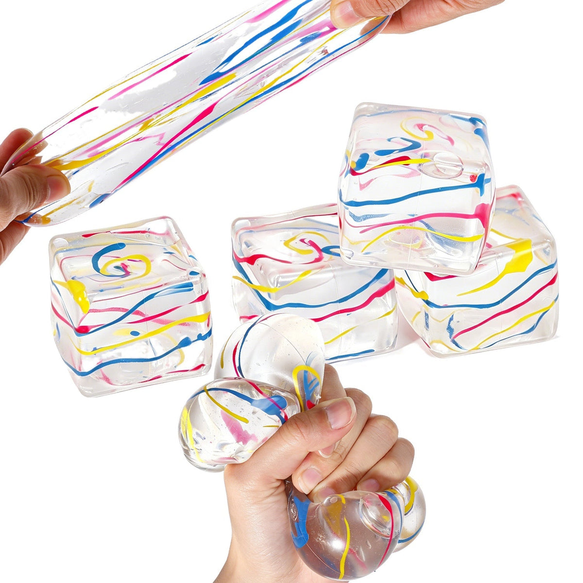 Rainbow Swirl Squishy Cube
