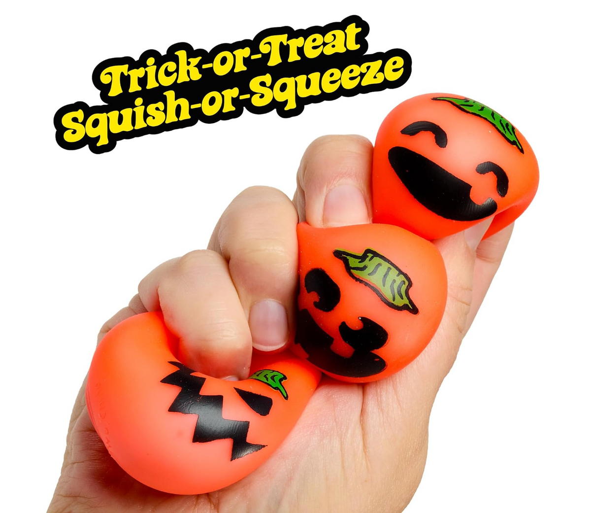 NeeDoh Teenie Jack Glow Lanterns – Glow in the Dark Pumpkin Squishies 3 Pack